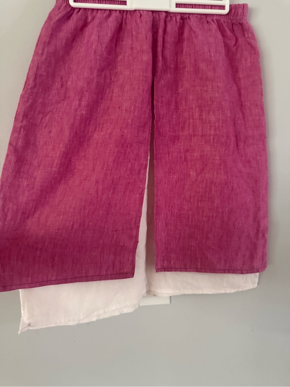 🌟 Vintage TSD 100% Linen Layered Midi Skirt Split Overlay 🌟